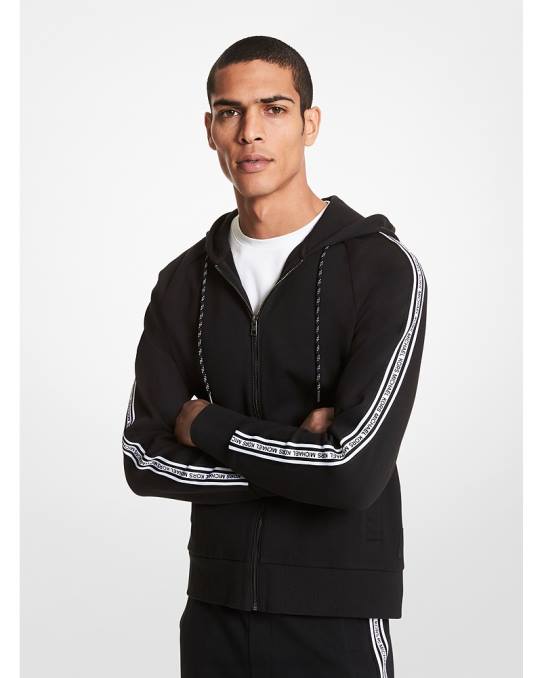 Michael Kors logotape hettegenser i bomullsblanding med glidelås menn LDNL3031 svart