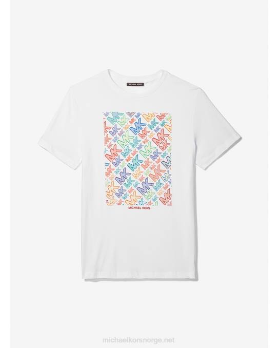 Michael Kors pride grafisk logo t-skjorte i bomullsjersey menn LDNL3002 hvit