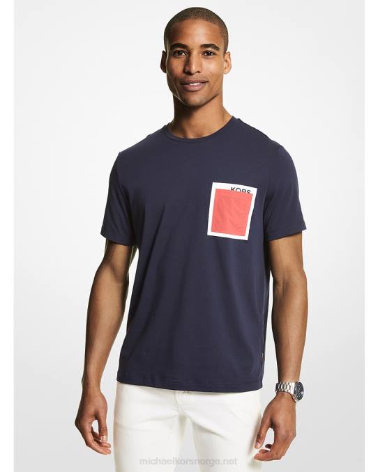 Michael Kors scatter-logo t-skjorte i bomullsjersey menn LDNL3007 midnatt