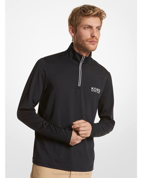 Michael Kors strikket strikket genser med kvart glidelås med golflogo menn LDNL2992 svart