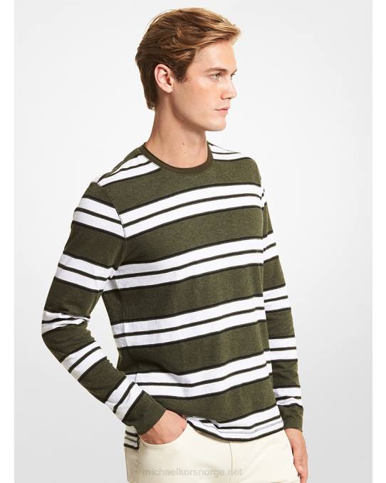 Michael Kors stripet skjorte i bomullsjersey menn LDNL3021 eføy htr