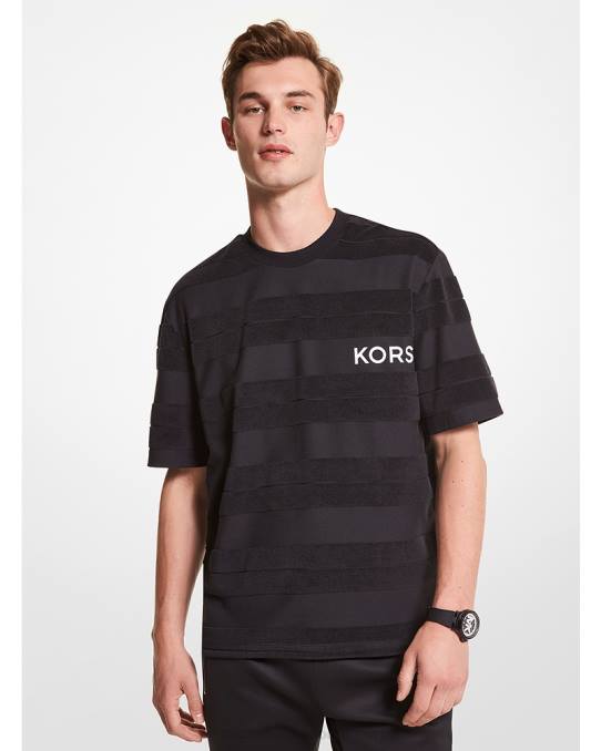 Michael Kors stripete logo frotté t-skjorte menn LDNL3000 svart
