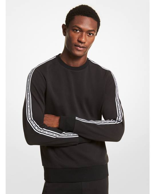 Michael Kors sweatshirt i bomullsblanding med logotape menn LDNL3017 svart