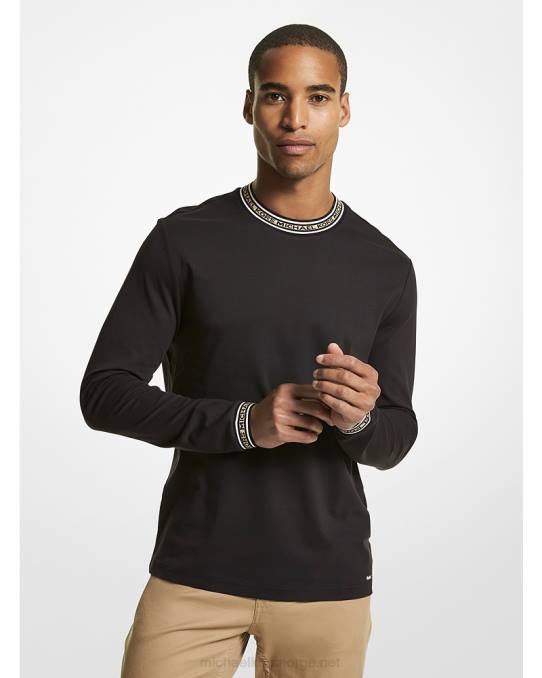 Michael Kors sweatshirt med rund hals i bomull med logotape menn LDNL2937 svart