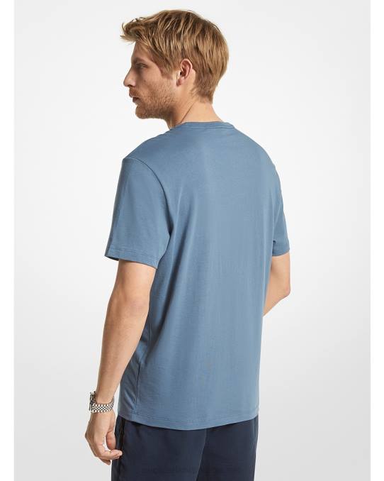 Michael Kors t-skjorte i bomull med grafisk logo menn LDNL2968 denim