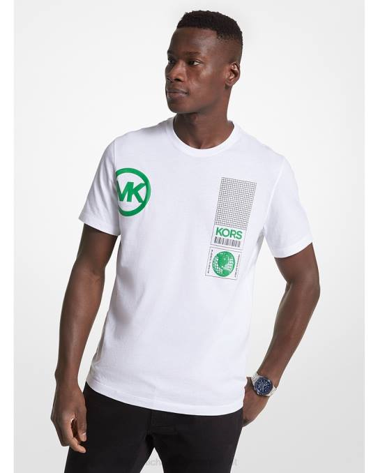 Michael Kors t-skjorte i bomull med grafisk logo menn LDNL2997 hvit