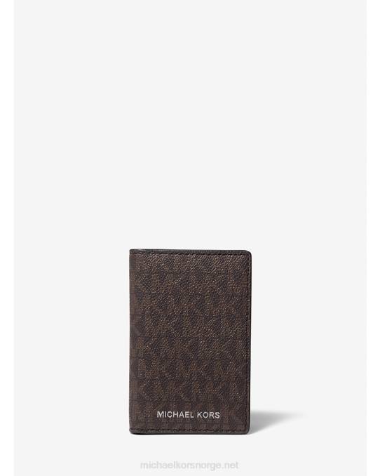 Michael Kors hudson logo bi-fold kortveske menn LDNL3256 brun svart