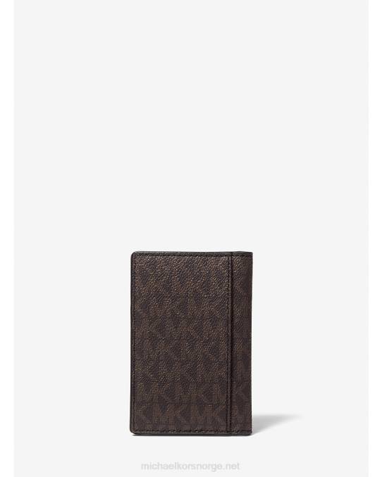 Michael Kors hudson logo bi-fold kortveske menn LDNL3256 brun svart