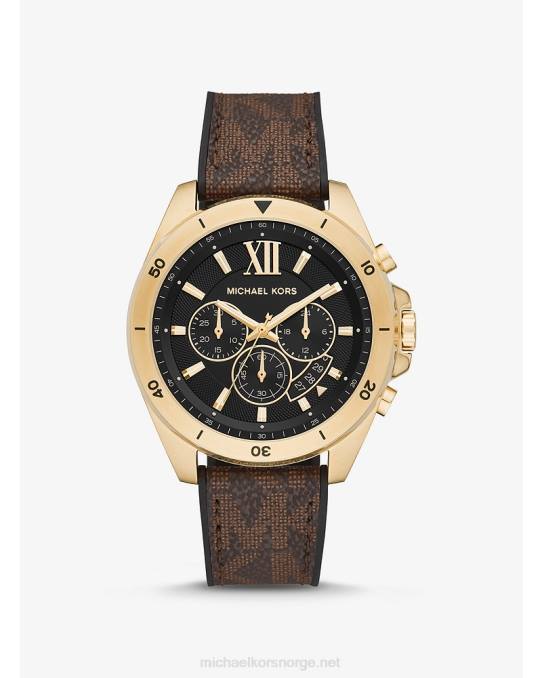 Michael Kors overdimensjonert brecken logo og klokke menn LDNL3283 brun