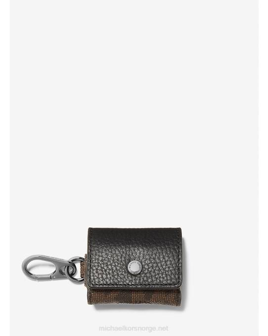 Michael Kors småsteinskinn og logoklipsetui for apple airpods menn LDNL3361 brun svart