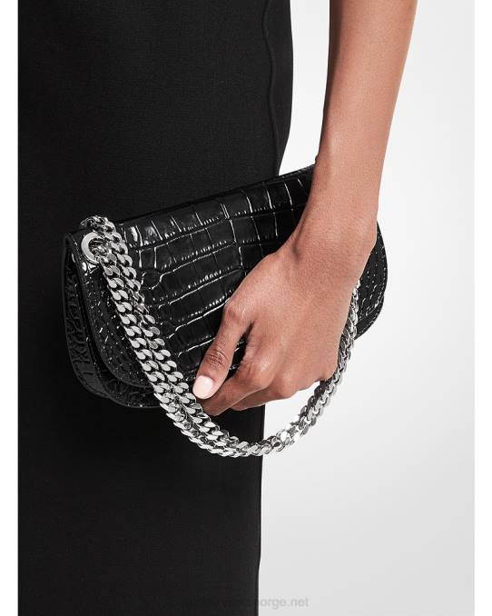 Michael Kors kolleksjon christie krokodille konvoluttveske i skinn unisex LDNL3804 svart