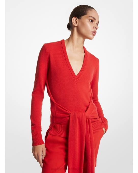 Michael Kors samling kashmir skjerf genser unisex LDNL3486 valmue