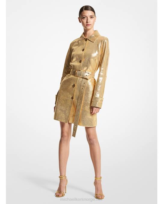 Michael Kors samling metallic semsket belte balmacaan unisex LDNL3461 gull