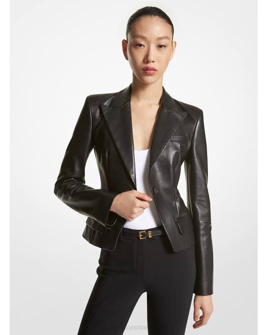 Michael Kors kolleksjon plonge skinn blazer unisex LDNL3408 svart