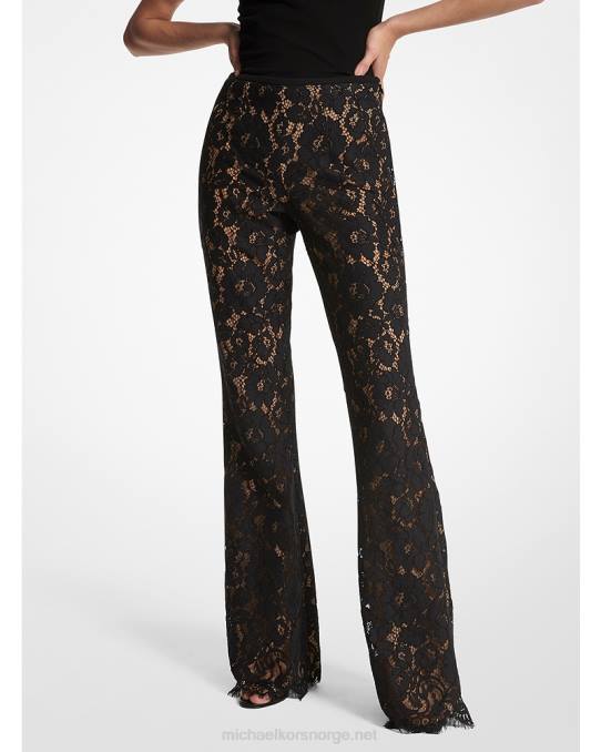 Michael Kors kolleksjon bukser med blomstrete blonder i bomullsblanding unisex LDNL3426 svart