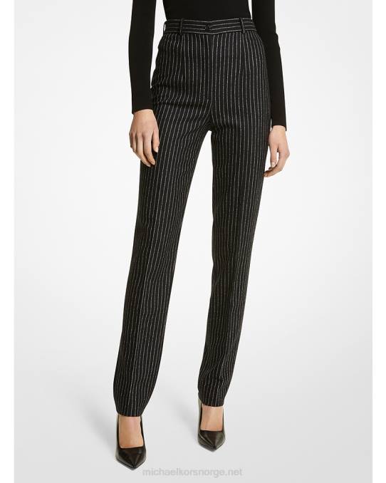 Michael Kors kolleksjon carolyn pinstripe stretch flanell bukser unisex LDNL3596 svart hvit