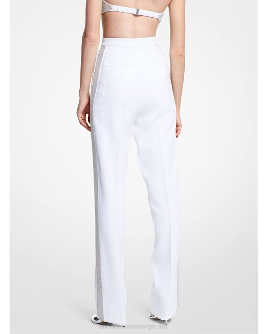 Michael Kors kolleksjon håndbroderte krystall doble crepe bukser unisex LDNL3652 optikk hvit