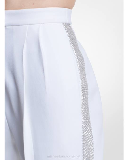 Michael Kors kolleksjon håndbroderte krystall doble crepe bukser unisex LDNL3652 optikk hvit