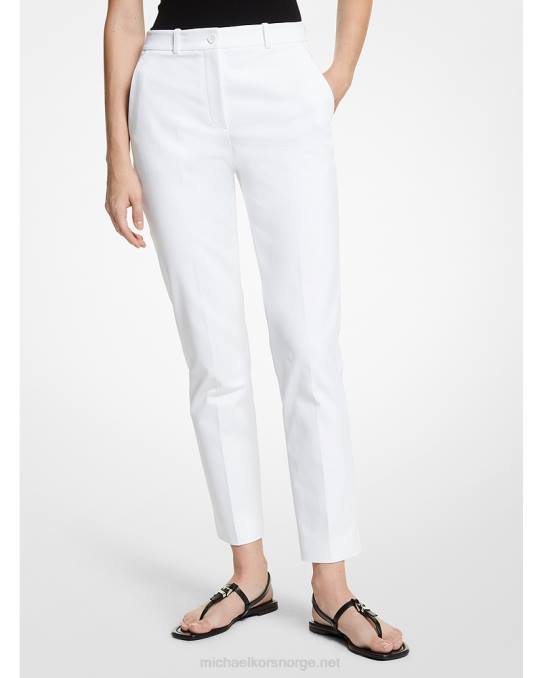 Michael Kors kolleksjon samantha stretch bomullsbukser unisex LDNL3735 optikk hvit