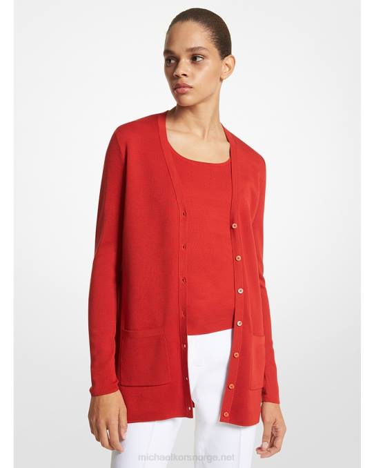 Michael Kors kolleksjon bette silke cardigan unisex LDNL3490 valmue