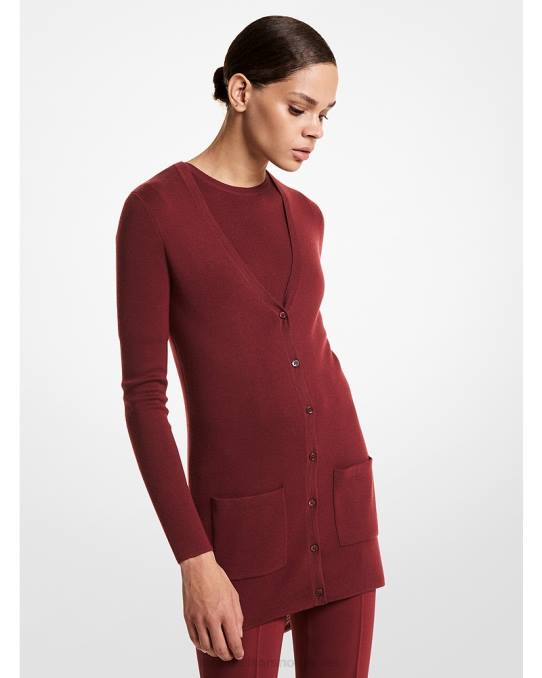 Michael Kors samling bette kashmir cardigan unisex LDNL3682 burgunder