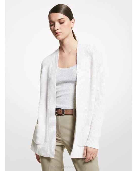 Michael Kors samling cardigan i kashmirblanding unisex LDNL3667 optikk hvit