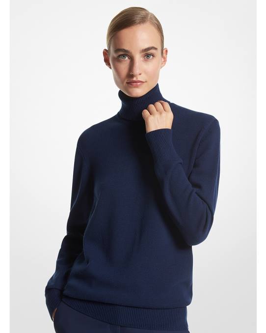 Michael Kors kolleksjon joan kashmir genser med turtleneck unisex LDNL3562 marinen
