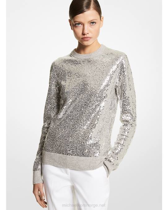Michael Kors kolleksjon paljett kashmir genser unisex LDNL3613 perlegrå