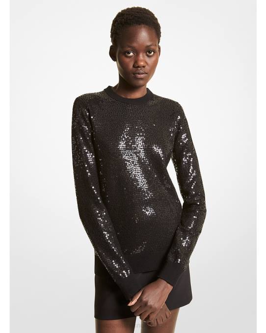 Michael Kors kolleksjon paljett kashmir genser unisex LDNL3615 svart