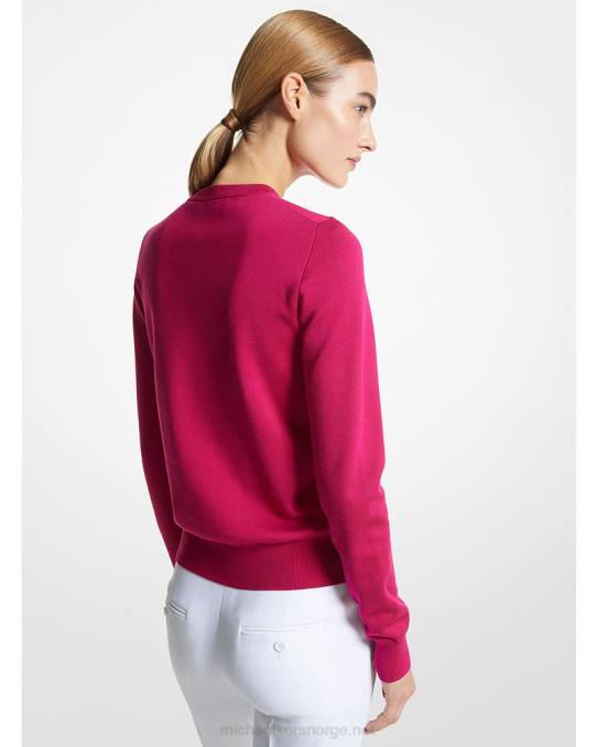 Michael Kors kolleksjon silke genser med rund hals unisex LDNL3517 fuschia