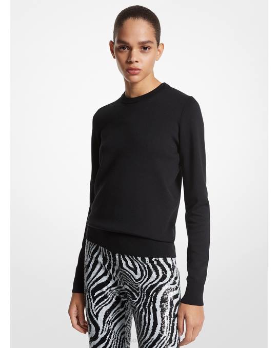 Michael Kors kolleksjon silke genser med rund hals unisex LDNL3520 svart