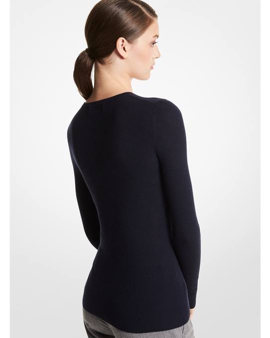 Michael Kors samling fjærvekt kashmirgenser unisex LDNL3715 midnatt