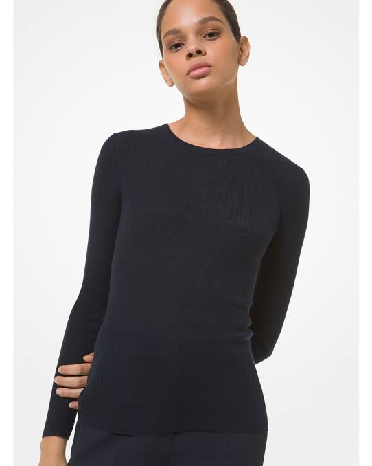 Michael Kors samling fjærvekt kashmirgenser unisex LDNL3749 midnatt