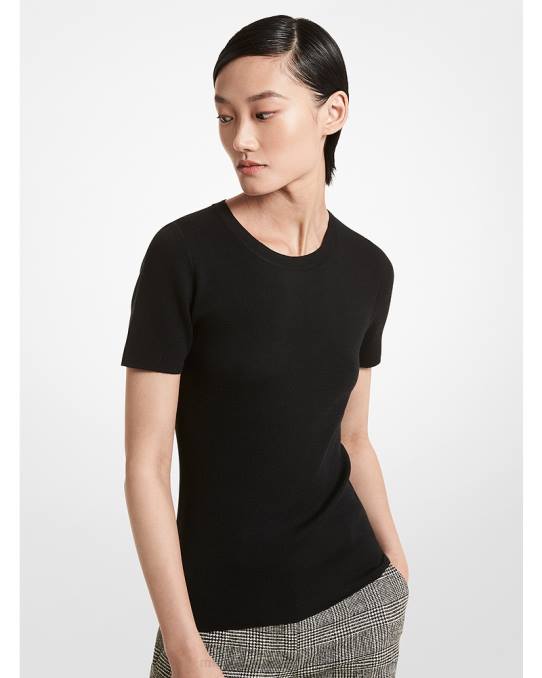 Michael Kors samling kashmir kortermet genser unisex LDNL3730 svart