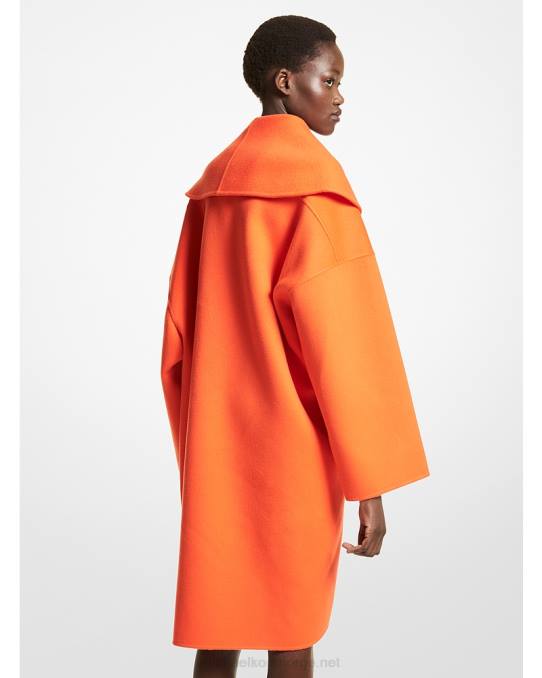 Michael Kors kolleksjon tosidig melton clutch coat i ull unisex LDNL3597 oransje