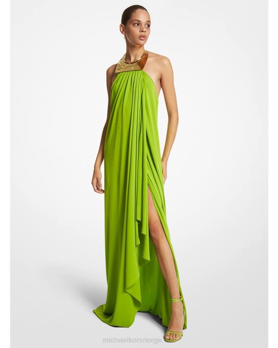 Michael Kors kolleksjon crepe jersey halskjede kjole unisex LDNL3519 lime