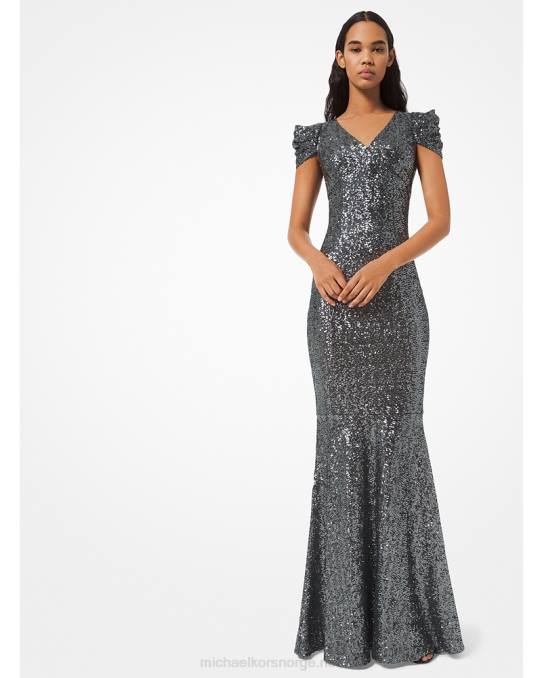 Michael Kors kolleksjon trompetkjole med paljettnett unisex LDNL3701 gunmetall