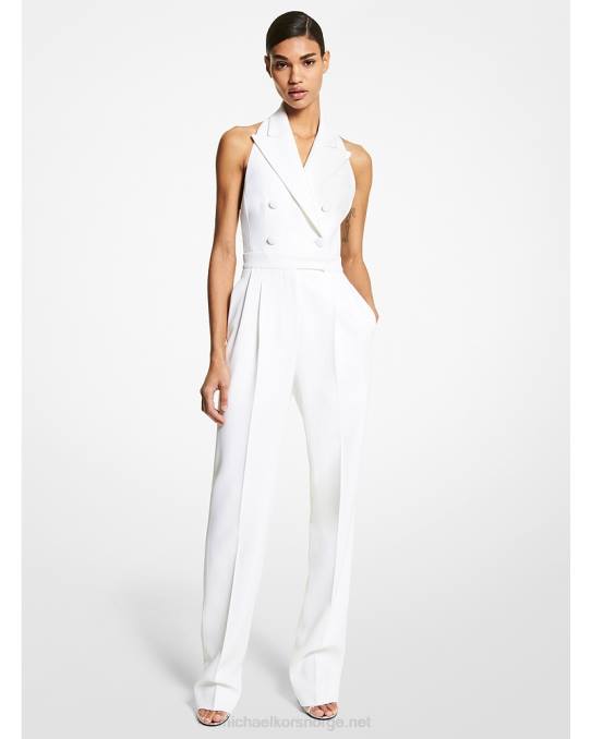 Michael Kors kolleksjon dobbel crepe grime jumpsuit unisex LDNL3616 optikk hvit