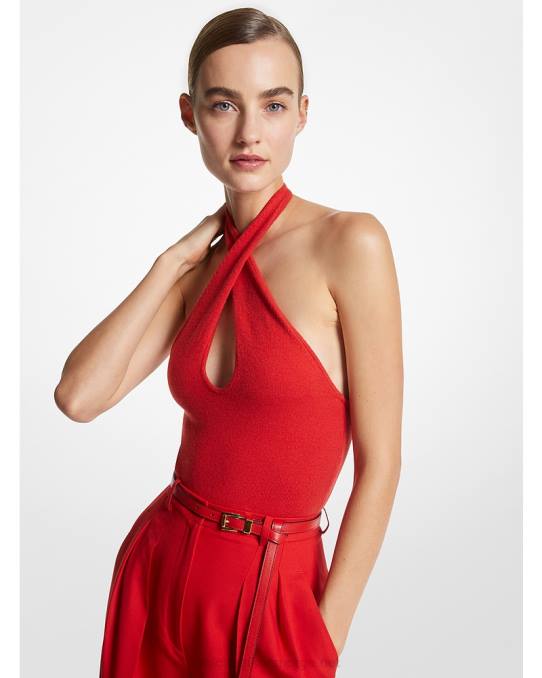 Michael Kors kolleksjon stretch kashmir grime bodysuit unisex LDNL3481 valmue