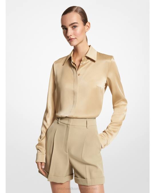 Michael Kors kolleksjon hansen charmeuse skjorte unisex LDNL3464 sanddyne