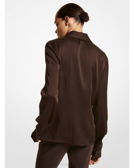 Michael Kors kolleksjon hansen sateng charmeuse skjorte unisex LDNL3622 sjokolade