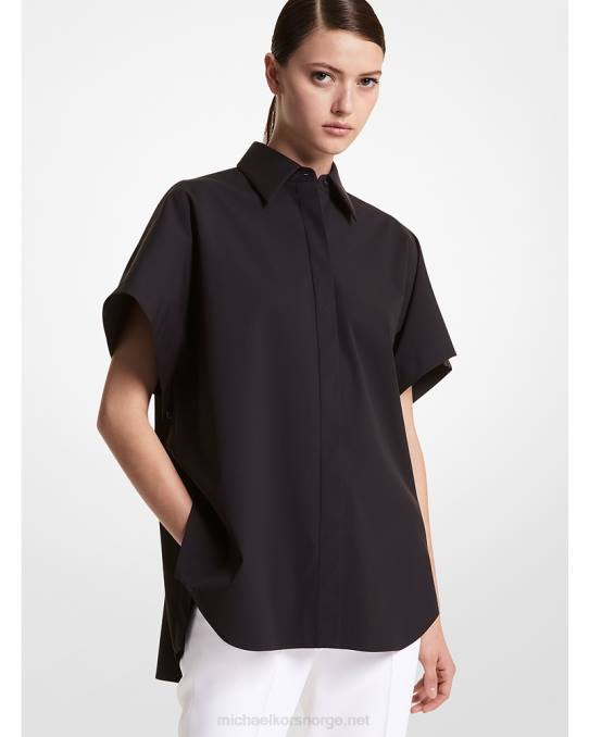 Michael Kors kolleksjon poplin-skjorte i økologisk bomull unisex LDNL3662 svart