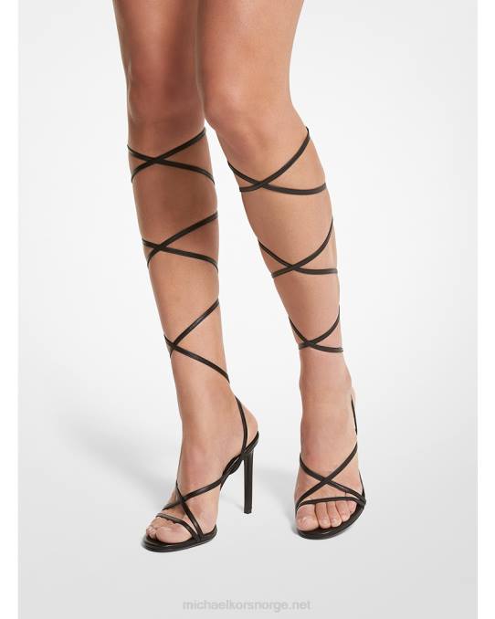 Michael Kors kolleksjon dahlia skinn sandal med snøring unisex LDNL3816 svart