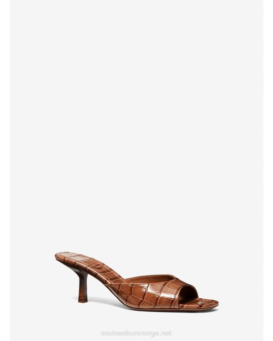 Michael Kors samling anita krokodillepreget skinnsandal unisex LDNL3849 kastanje