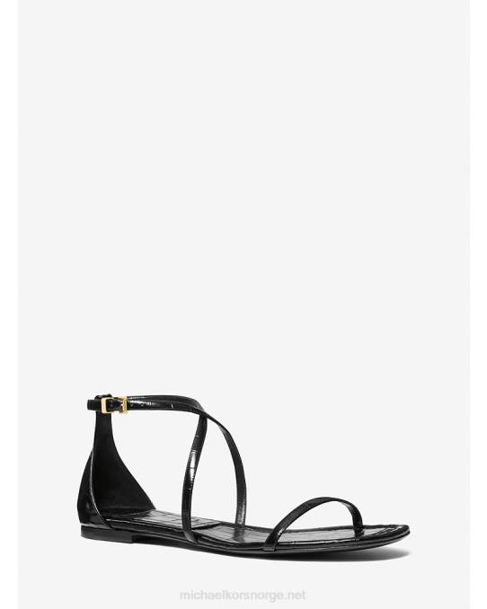 Michael Kors samling polly krokodillepreget skinnsandal unisex LDNL3827 svart