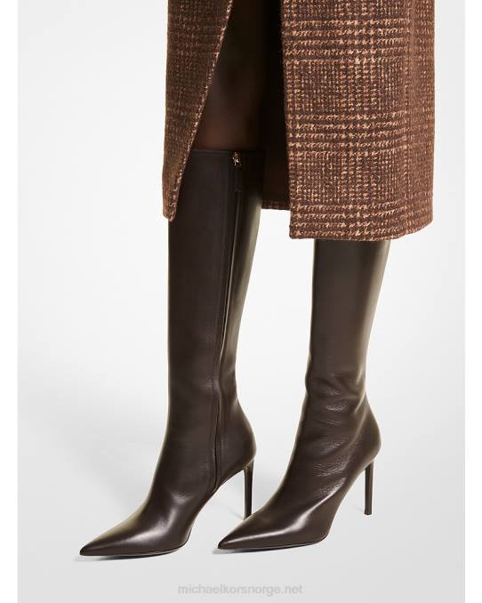 Michael Kors kolleksjon tatjana skinnstøvler unisex LDNL3840 sjokolade