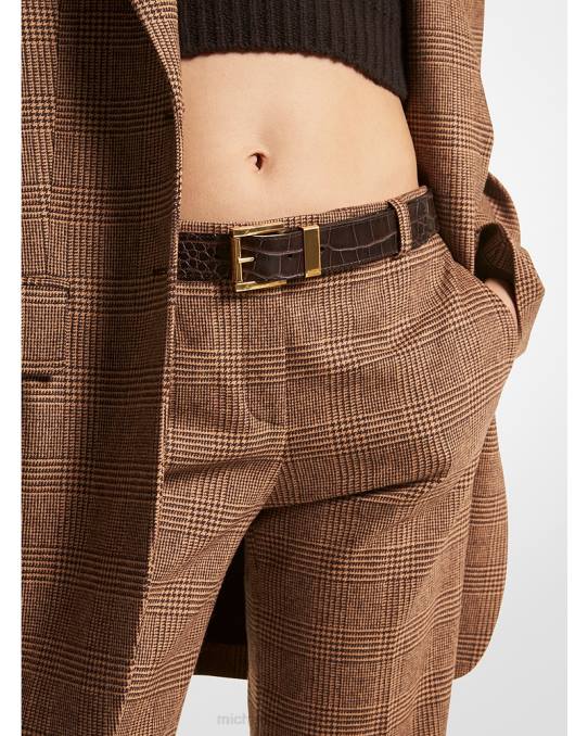 Michael Kors samling krokodillepreget skinnbuksebelte unisex LDNL3902 sjokolade