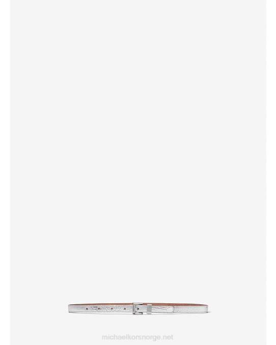 Michael Kors samling metallisk krokodillepreget skinnbuksebelte unisex LDNL3888 sølv