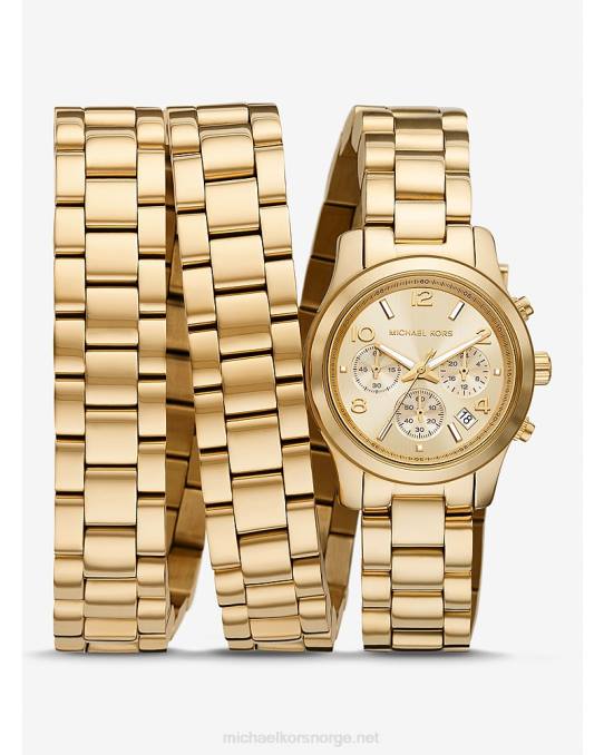 Michael Kors begrenset opplag rullebane 18k gullbelagt klokke i rustfritt stål unisex LDNL3879 gull