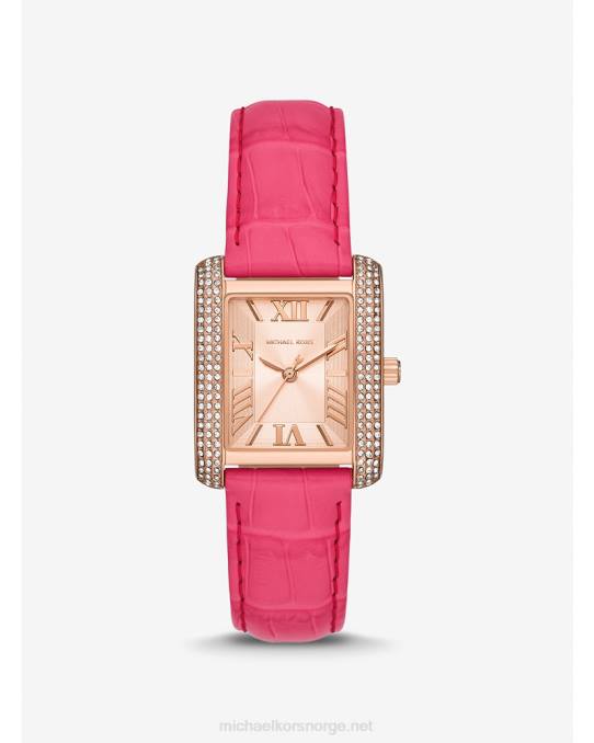 Michael Kors emery pave og krokodillepreget skinnklokke unisex LDNL4018 rosa